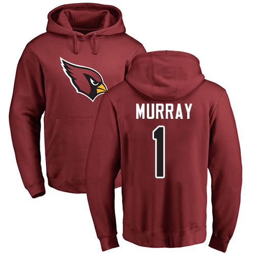 Arizona Cardinals Men Maroon Kyler Murray Name And Number Logo NFL Football #1 Pullover Hoodie Sweatshirts
